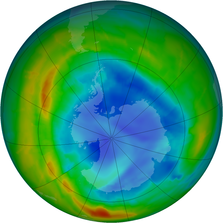 Antarctic ozone map for 24 August 2010